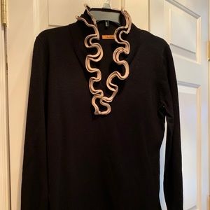 Black ruffle collared sweater